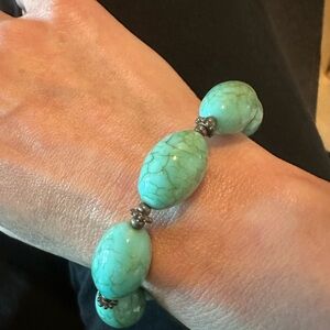 Bold Blue and Green Beaded Bracelet